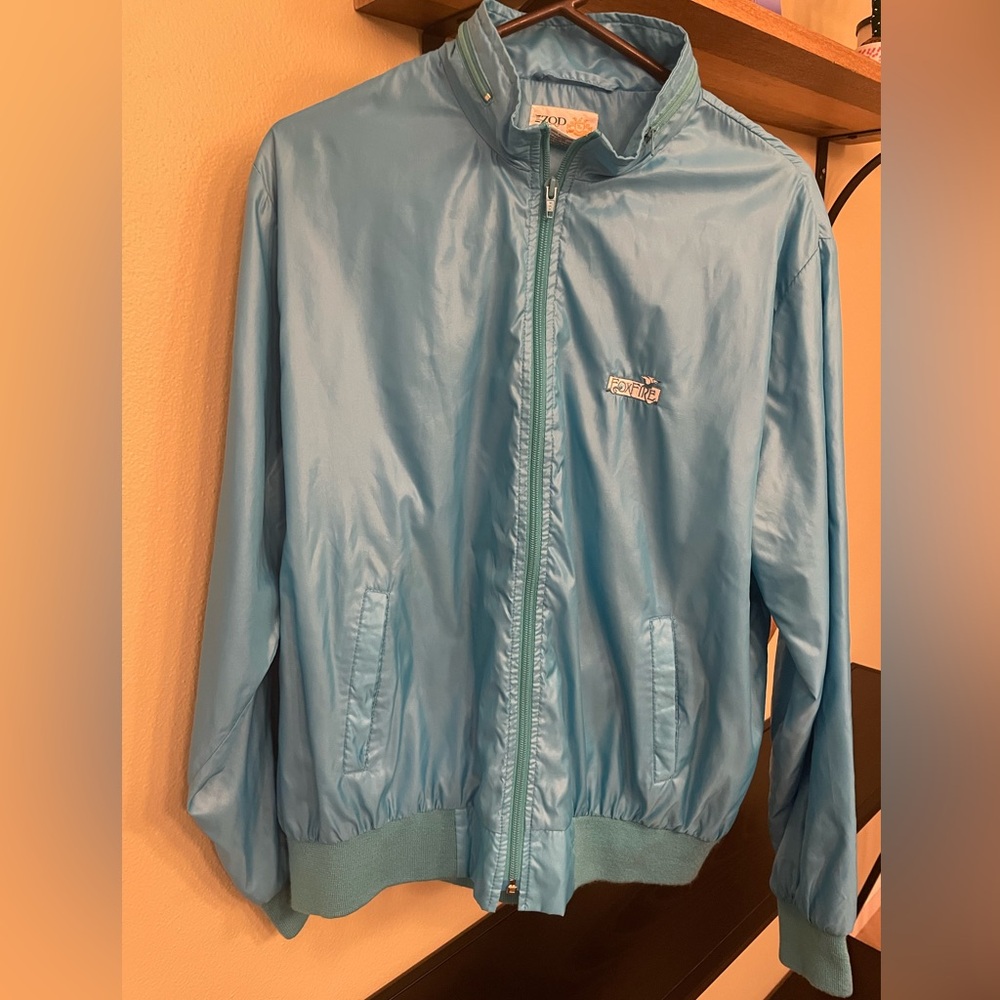Vintage Izod Club Foxfire Golf Jacket XL Turquoise Blue Full Zip Nylon